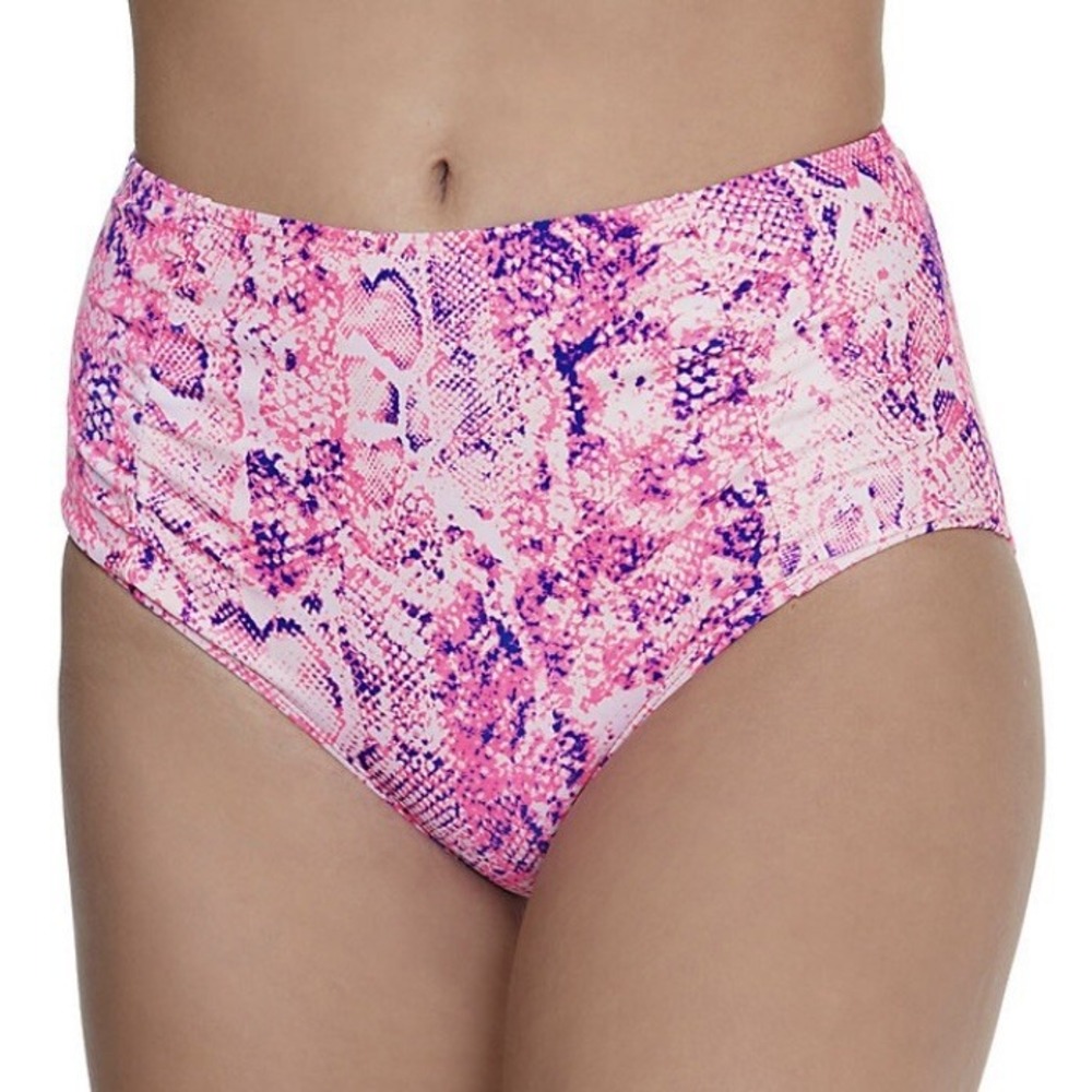 So Juniors Shirred High Waist Swim Bottoms XS 0-1 New with Tags Python Pink Nice